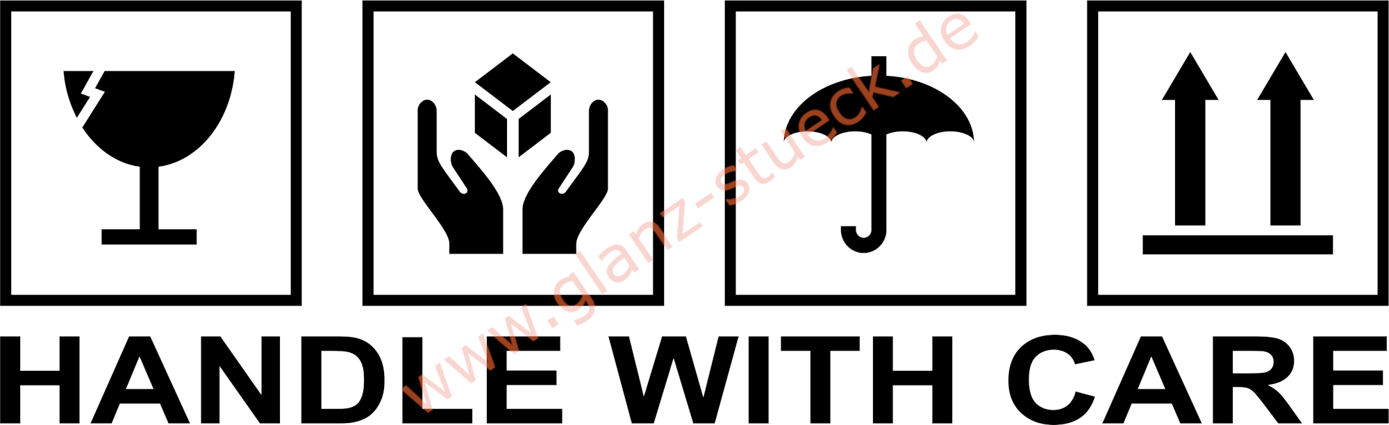 Handle With Care Schriftzug Symbol Aufkleber Glanzstuck Shop